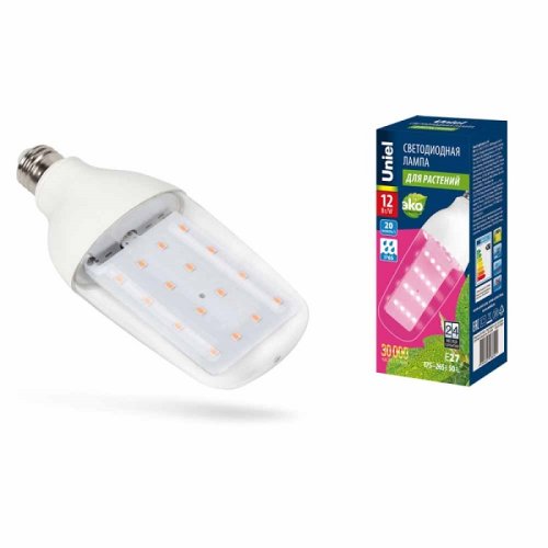 Фито-лампа светодиодная для растений Uniel LED-B82-12W/SPSB/E27/CL PLP33WH 12Вт 220В Форма "P" картинка 